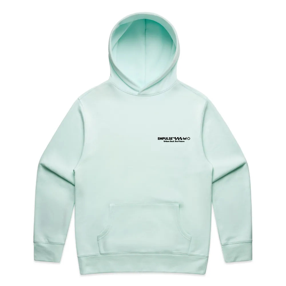 Empulse DNA Hoodie in Mint Green flat lay front with center logo